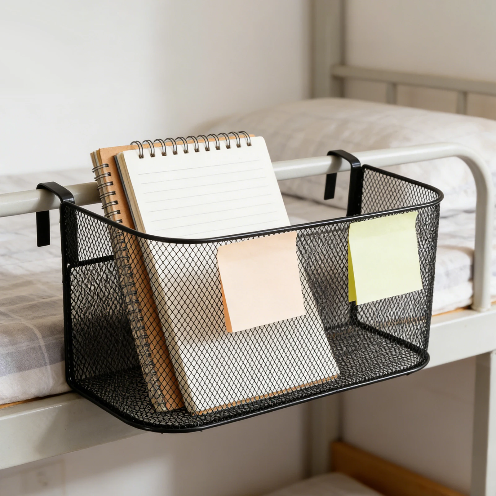 

Iron Wire Bedside Hanging Basket Storage Organizer for Dormitory Bedroom Bed Hanging Basket Metal Wire Storage