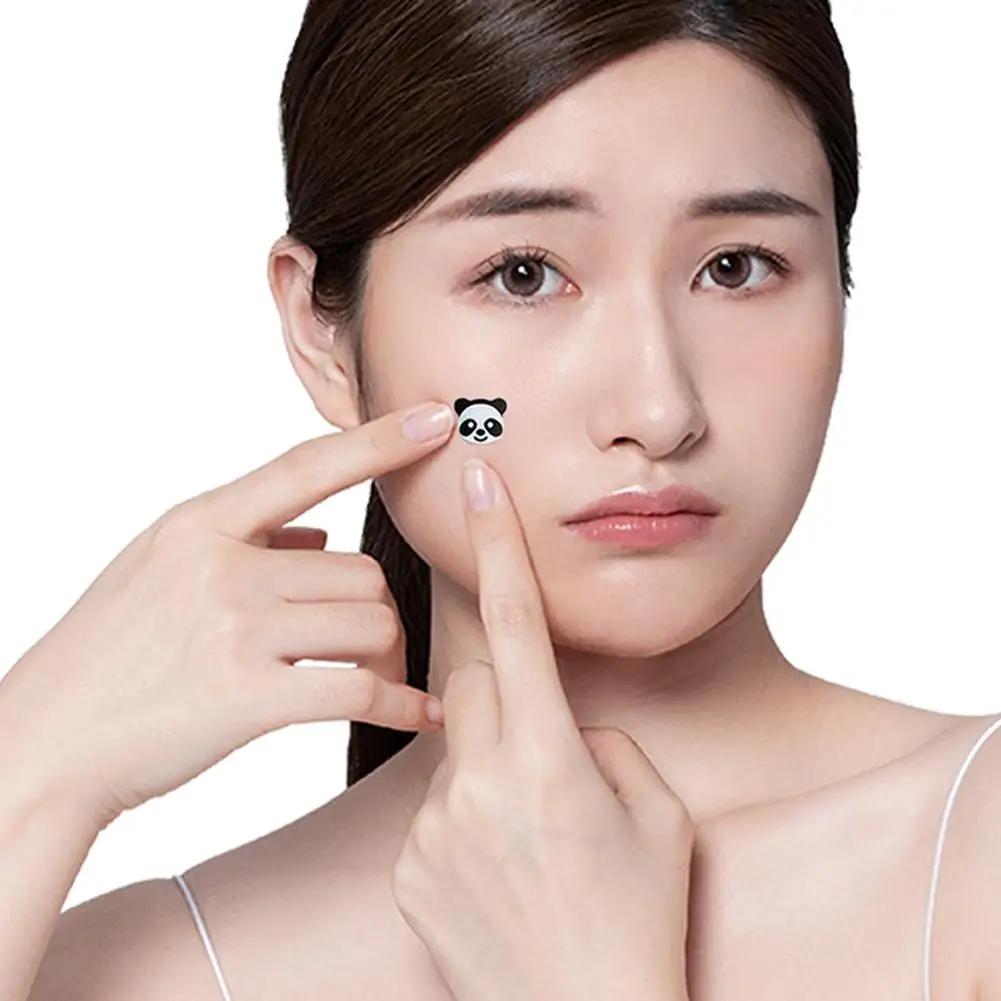 100 contagens hidrocolóide bonito panda acne espinha remendo para rosto, adorável pandas preto acne ponto remendo invisível zit capa stic t6w5