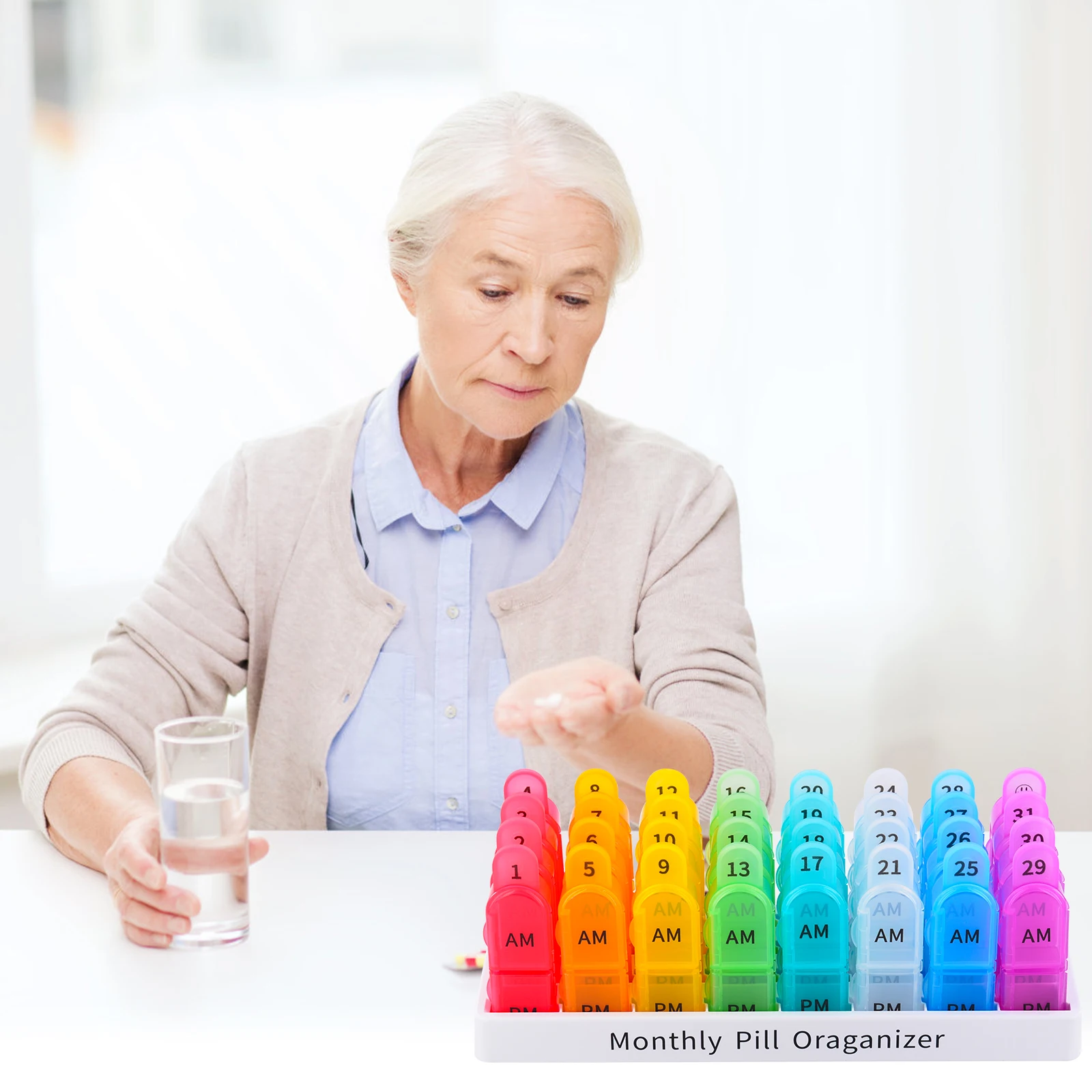 Pastillero mensual de 1 piezas y 30 días, organizador de almacenamiento de medicamentos, contenedor de medicamentos, pastillero sin BPA, envío