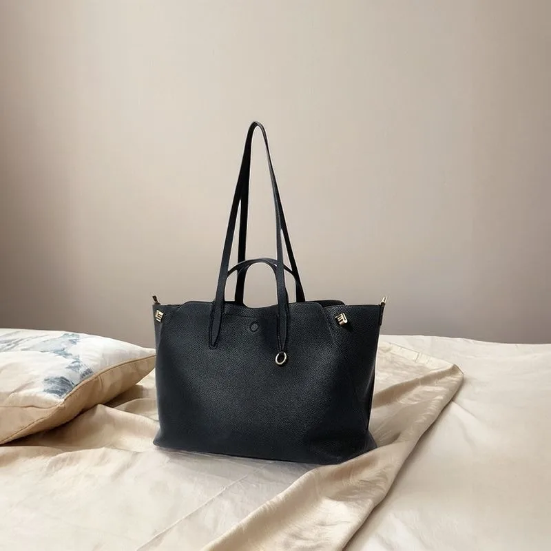 

Сумка-тоут из натуральной кожи, большая вместительная летняя женская сумка через плечо, повседневная простая мягкая сумка Sle