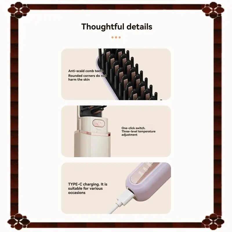 تسليم 24 ساعة، مشط صغير سلبي ساخن، فرشاة تمليس الشعر المحمولة اللاسلكية للنساء #6