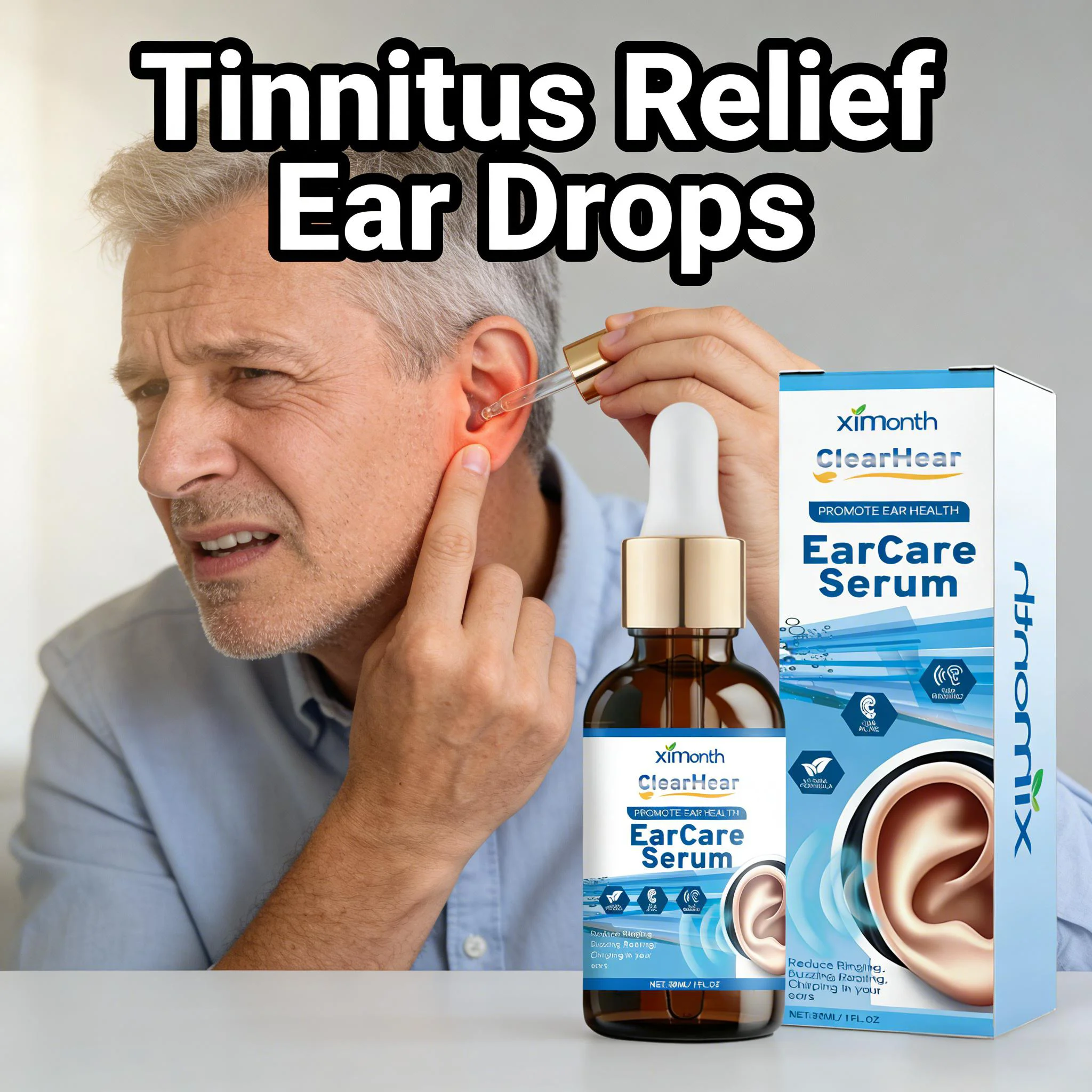 Tinnitus Treatment Drops Reduce Ear Ringing Buzzing Relieve Ear Pain Swelling Anti Inflammatory Restore Hearing Ear Care Serum