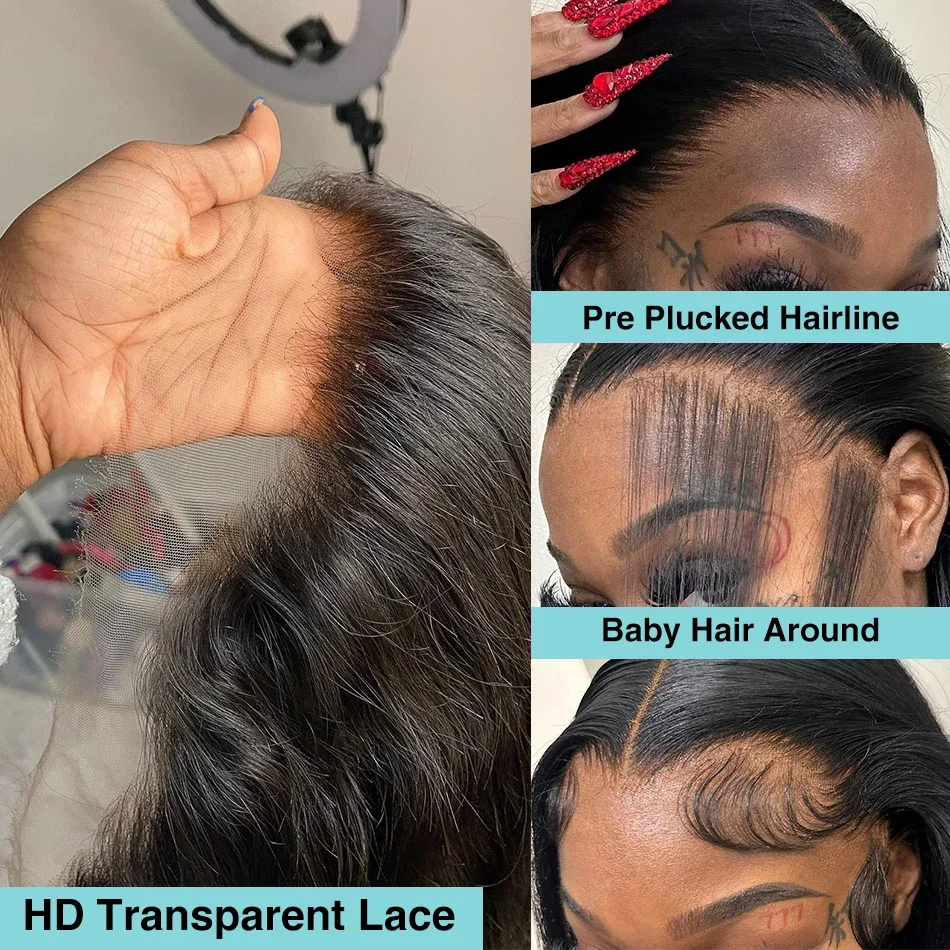 Peluca de cabello humano liso de 13x6 para mujer, postizo de encaje Frontal transparente HD, corte Bob corto, cierre Frontal 13x4, 250%, 5x5, sin pegamento