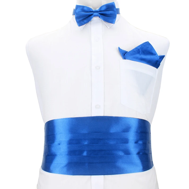 ผู้ชาย Bow Tie & Cummerbund และกระเป๋า Hankie ชุดคลาสสิก Bow Tie Cummerbunds Tuxedo ผ้าเช็ดหน้าสําหรับงานปาร์ตี้งานแต่งงาน Proms