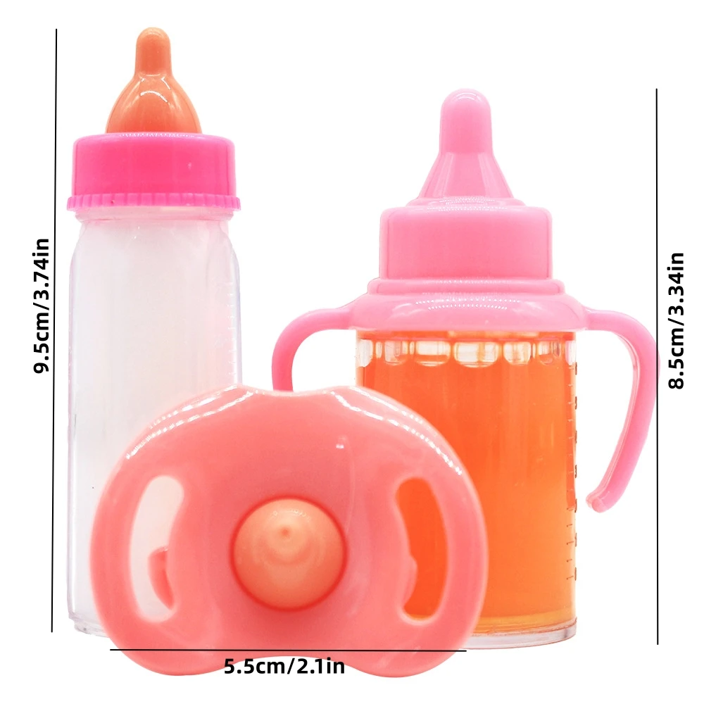 Disappearing Doll Feeding Set Baby Care Doll Feeding Toy Stroller 2pcs Milk And Juice Bottles With Toy Pacifier For Baby Doll