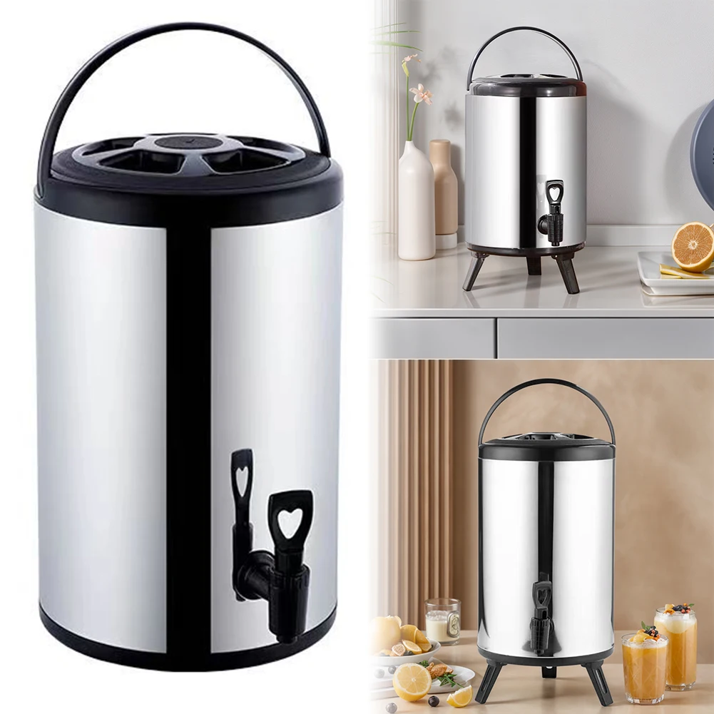 

Stainless Steel Beverage Dispenser with Faucet Milk Tea Buckets Milk Tea Barrel Drink Bucket Ideal for Water Milk Tea and Coffee