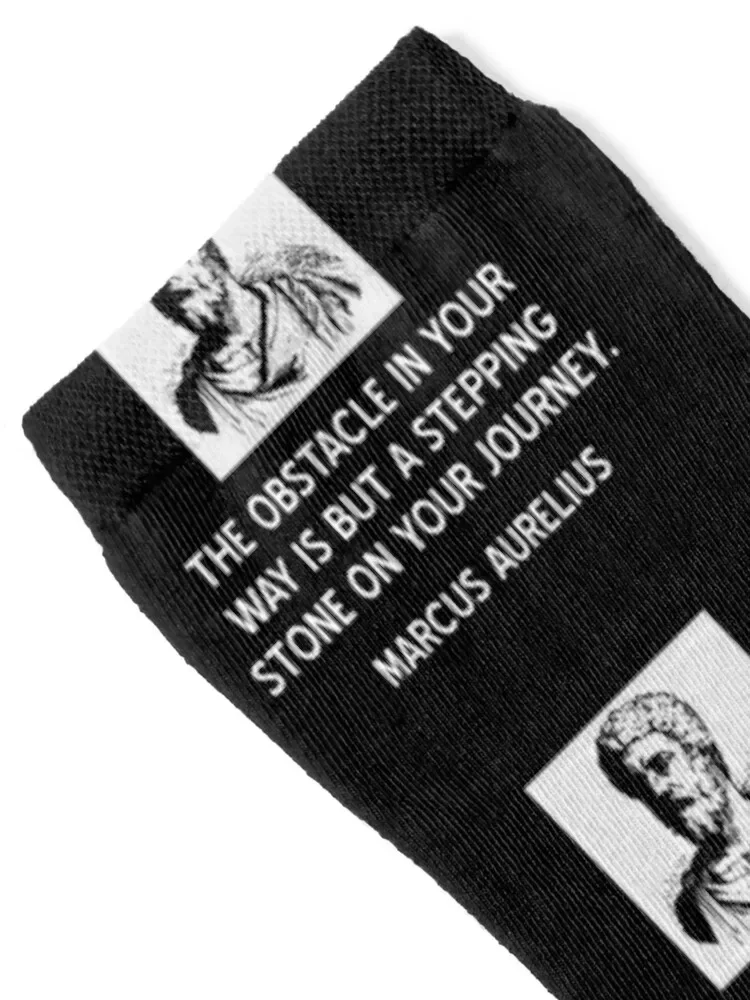 Inspiring Stoicism Quote on Overcoming Obstacles by Marcus Aurelius Socks cycling japanese fashion Socks Women Men's