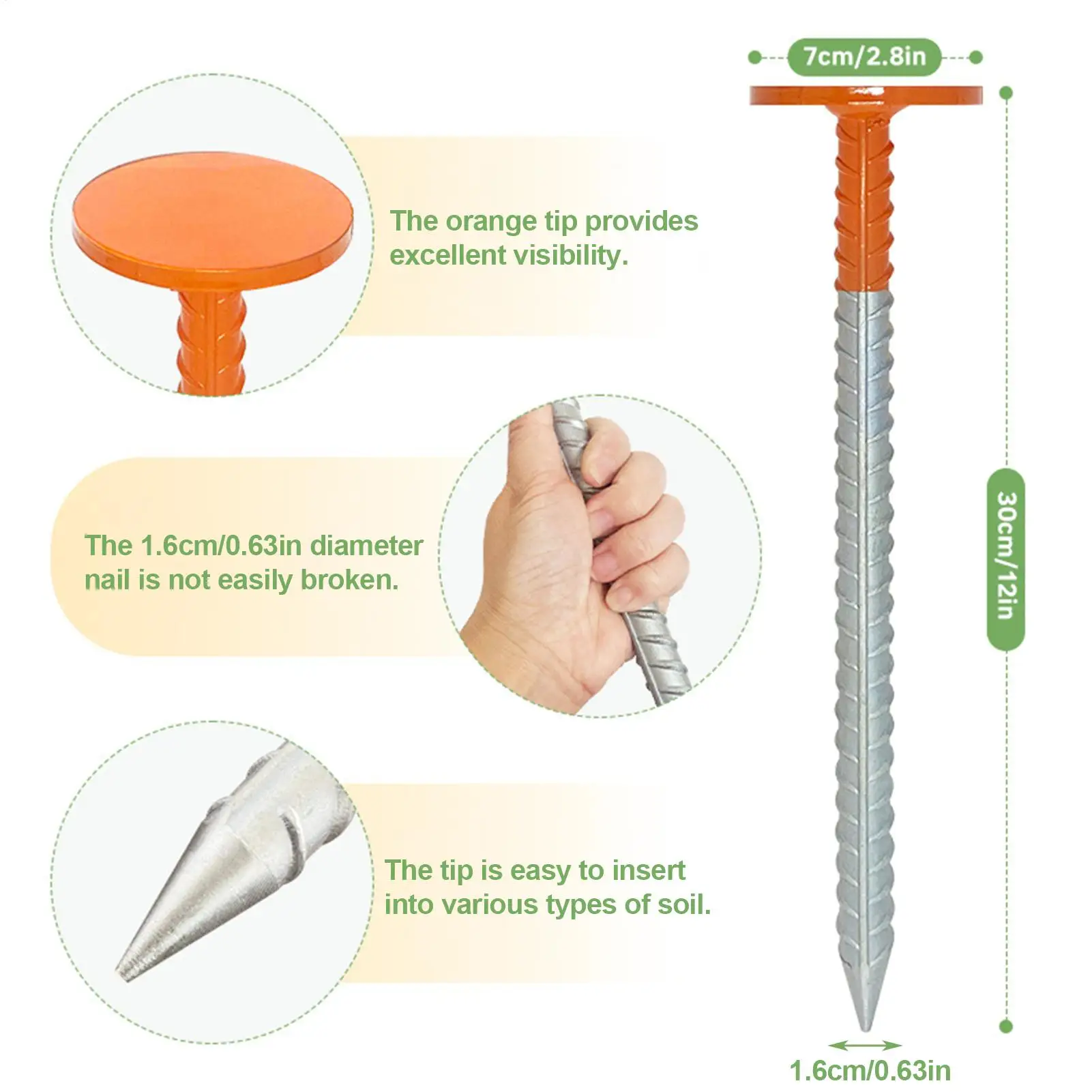 علامات خط الممتلكات مكونة من قطعتين عالية الوضوح ومقاومة للطقس باللون البرتقالي اللامع علامات الممر لساحة درب الحديقة