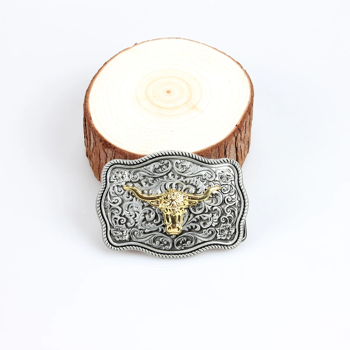 Ma Bian Jin Niu Tou Gu Jin Gu Yin3.9cm inner diameter belt buckle, round hole buckle, belt buckle accessory, retro style