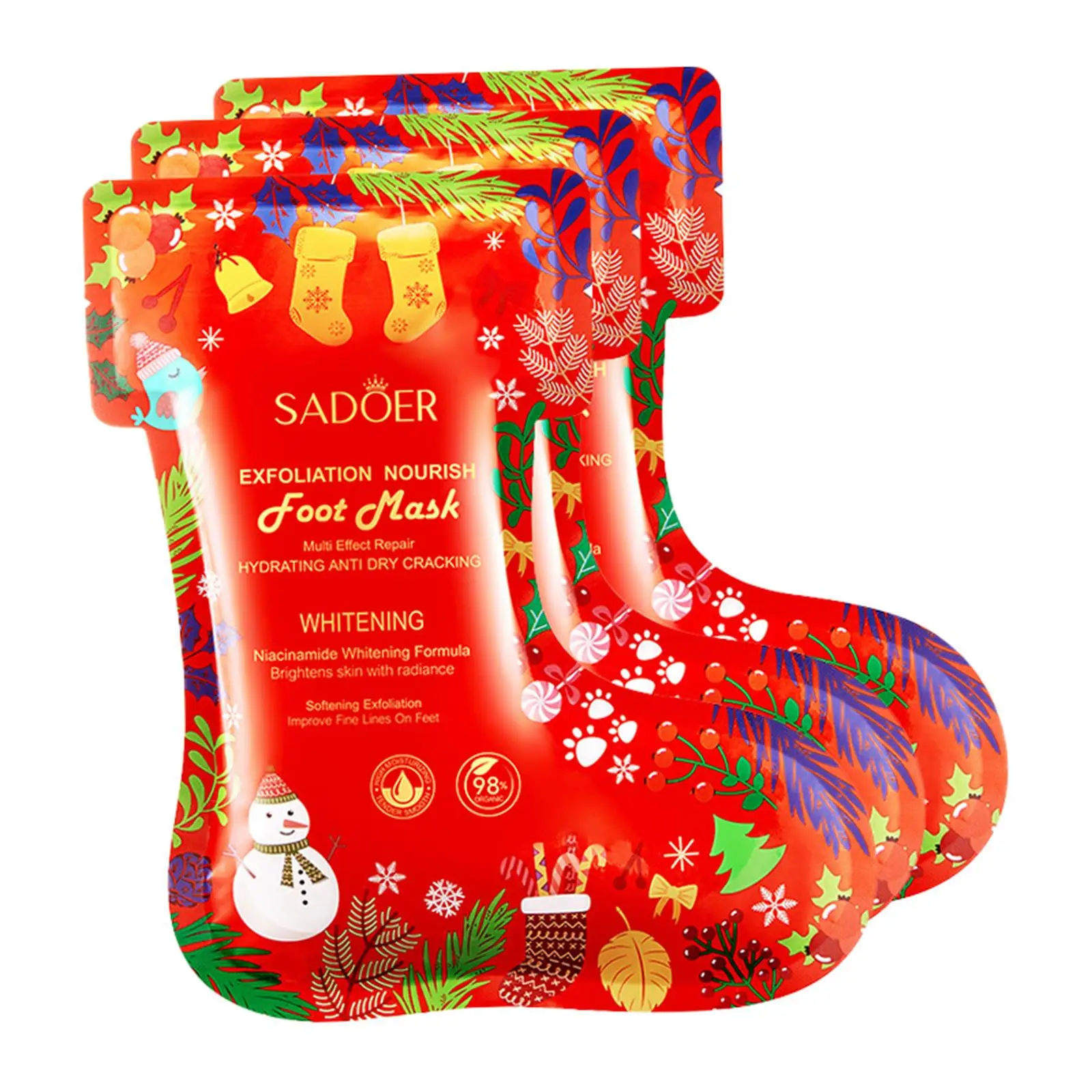 3Pcs Foot Peel Mask Christmas Gift for Dry Foot Refreshing for Women Men Remove