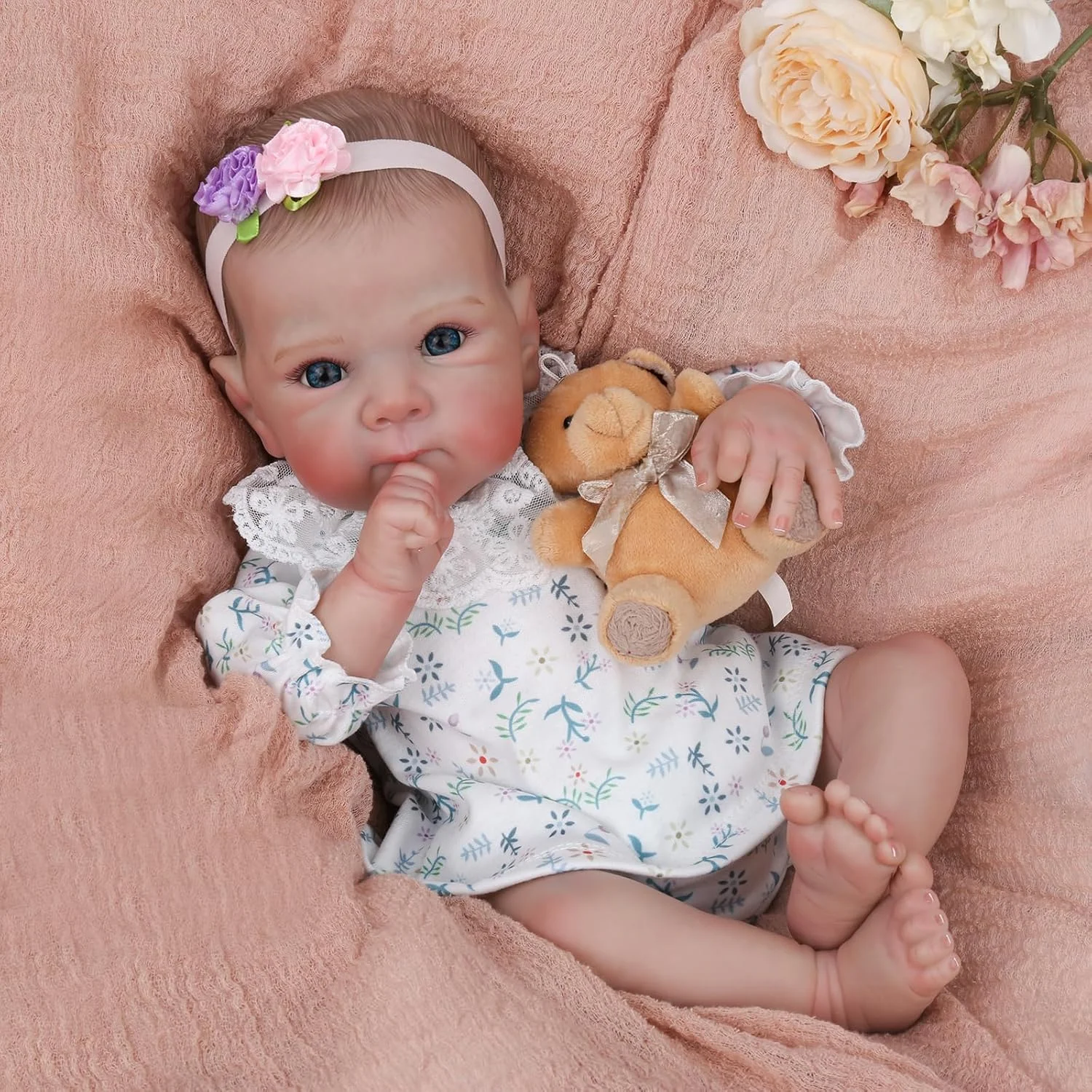 Reborn Baby Dolls Girl - 18-calowa realistyczna ręcznie robiona realistyczna lalka noworodkowa Prawdziwe miękkie ciało z prezentem dla dzieci w wieku 3+