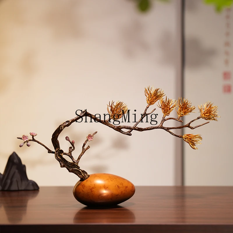 FG High Fashion Song Dynasty Zen New Chinese Orchid Copper Ornament Office Study Tea Room Tea Table Ornament
