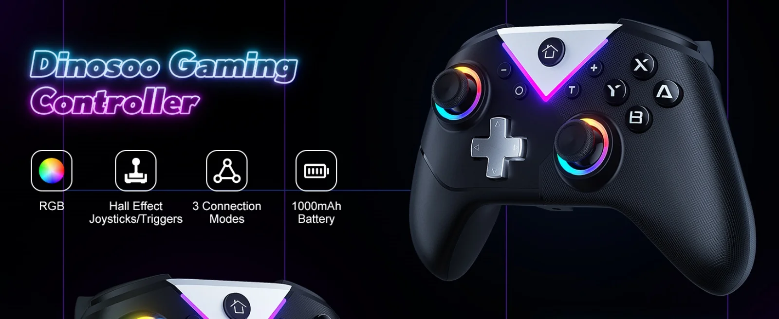 Spielcontroller für Switch Lite/OLED/PC/Steam, kabellose RGB-Gamepads mit Bluetooth, Hall-Effekt, Turbo-Funktion, Makrofunktion, 6 Gyro-Achsen, zwei Vibrationsmotoren. – Detail 1