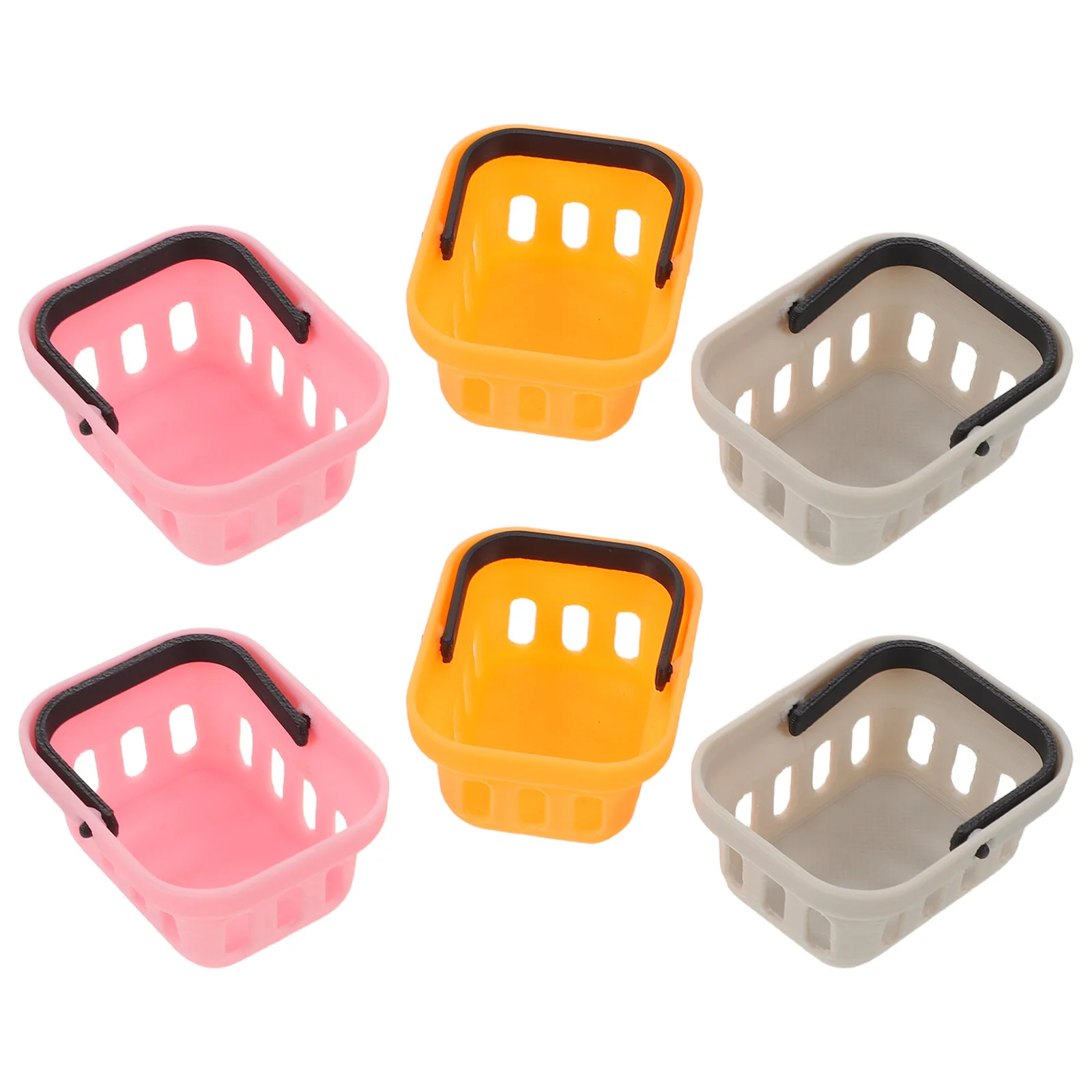 6Pcs Miniature Supermarket Shopping Basket Realistic Mini Grocery Basket for Pretend Kitchen Play Dollhouse Accessories