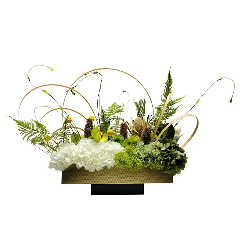 محاكاة زهرة الفن زخرفة ضوء الفاخرة الراقية ورد صناعي نبات أخضر مأدبة الجدول غرفة الاجتماعات فندق الجبهة #5