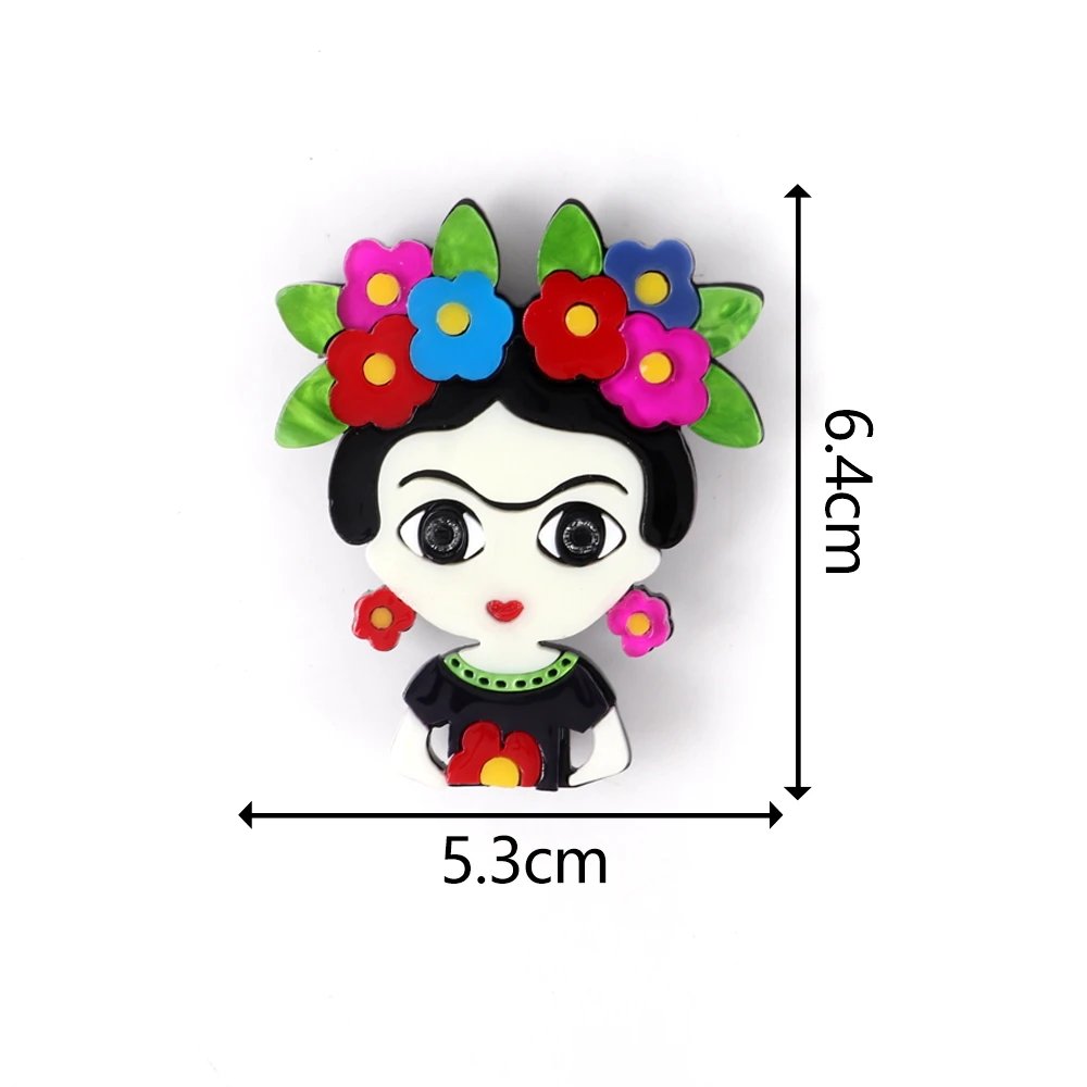 New Acrylic Cute Celebrity Lady Brooches Pins for Women Resin Cartoon Flower Artist Girl Figure Brooch Badge Jewelry Accessories