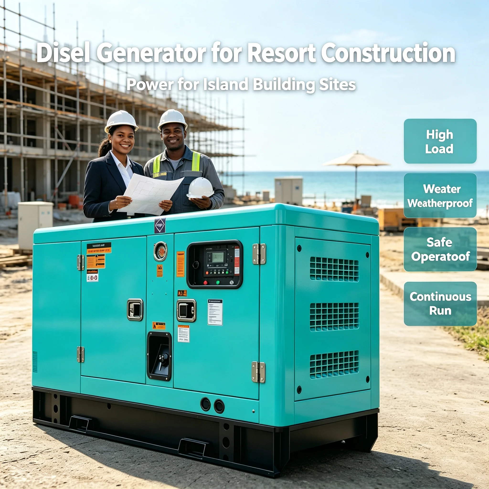 35KVA Super Silent Diesel Generator Set 30KW 3 Phase Canopy Unit Single Island Resort Construction Site Continuous Power