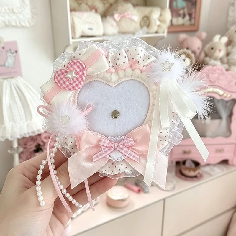 Ita bag accessories decoration heart badge holder idol photo display Lolita y2k accessories DIY 58mm idol photo display bow
