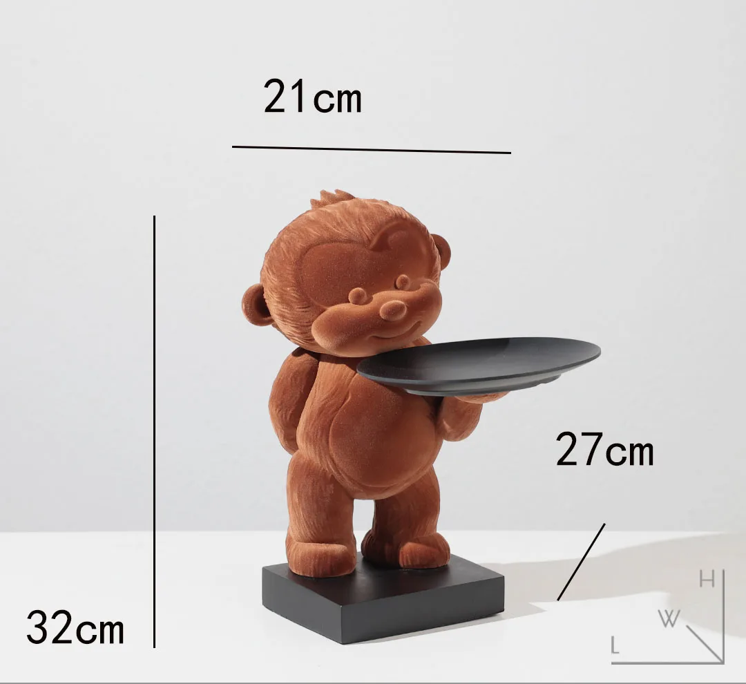 Modern Resin Craft Entryway Cartoon Good Monkey Statue Deposit Box Key Tray Storage Ornament Children'S Room Decoration Gifts