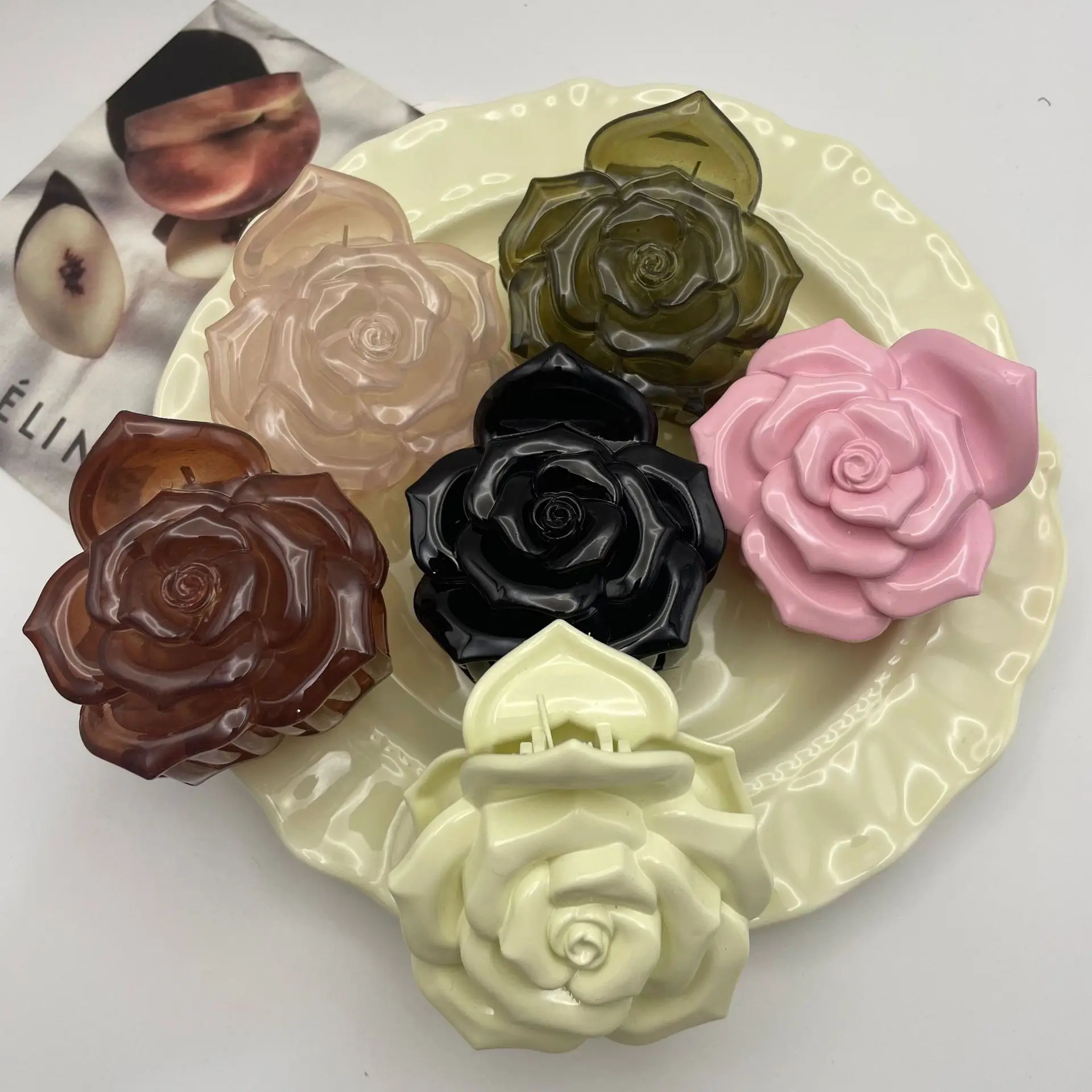 

Retro Rose Half Transparent Hair Clip for Women Elegant Temperament Beach Vacation Bohemia Flower Hair Clips Girls Accessories