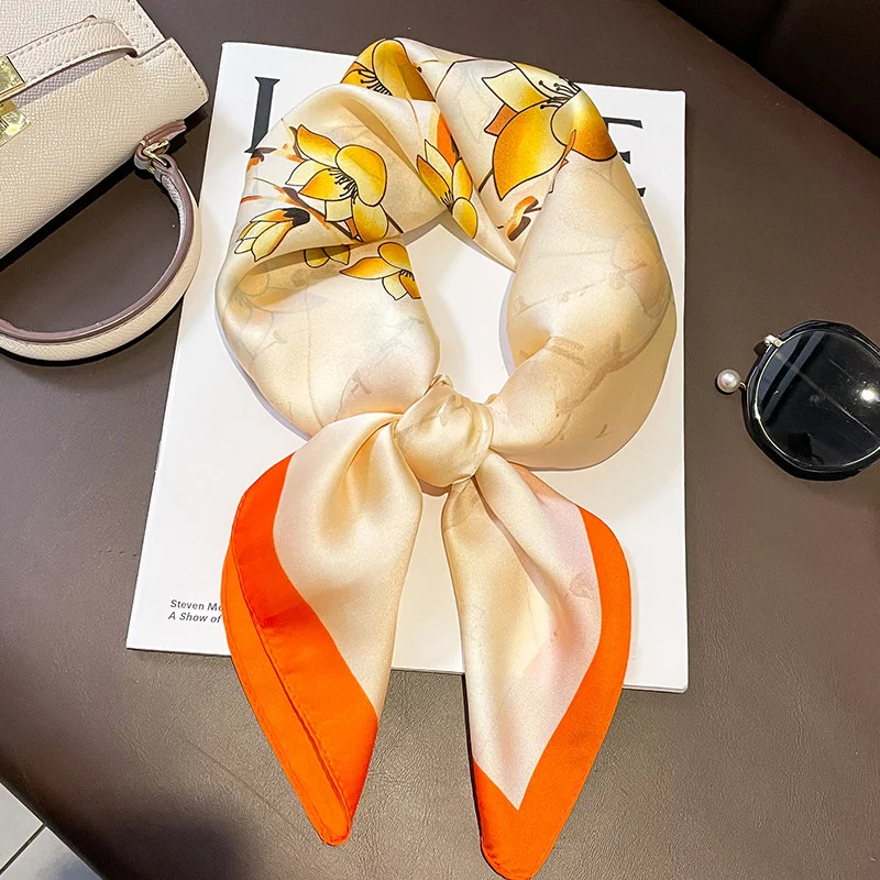 

Design Silk Scarf for Women Trees Animal Print Lady Neck Hair Scarves Tie Shawls Foulard Bandana Floral Square Kerchief
