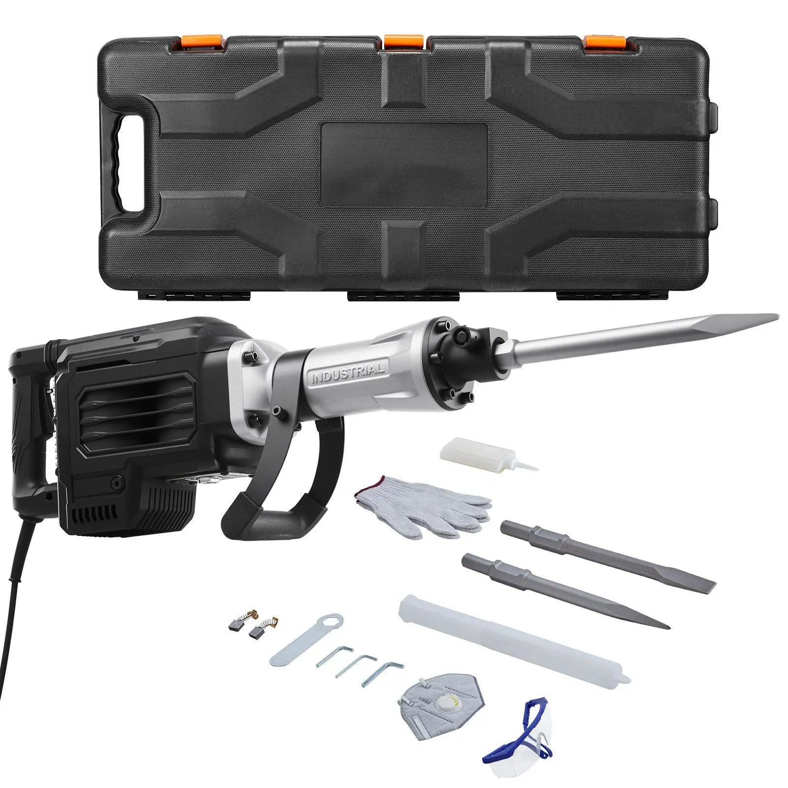 

Demolition Jack Hammer, 2800 W Powerful Electric Jackhammer, 1200 BPM Concrete Breaker with a Point Chisel, a Flat Chisel,