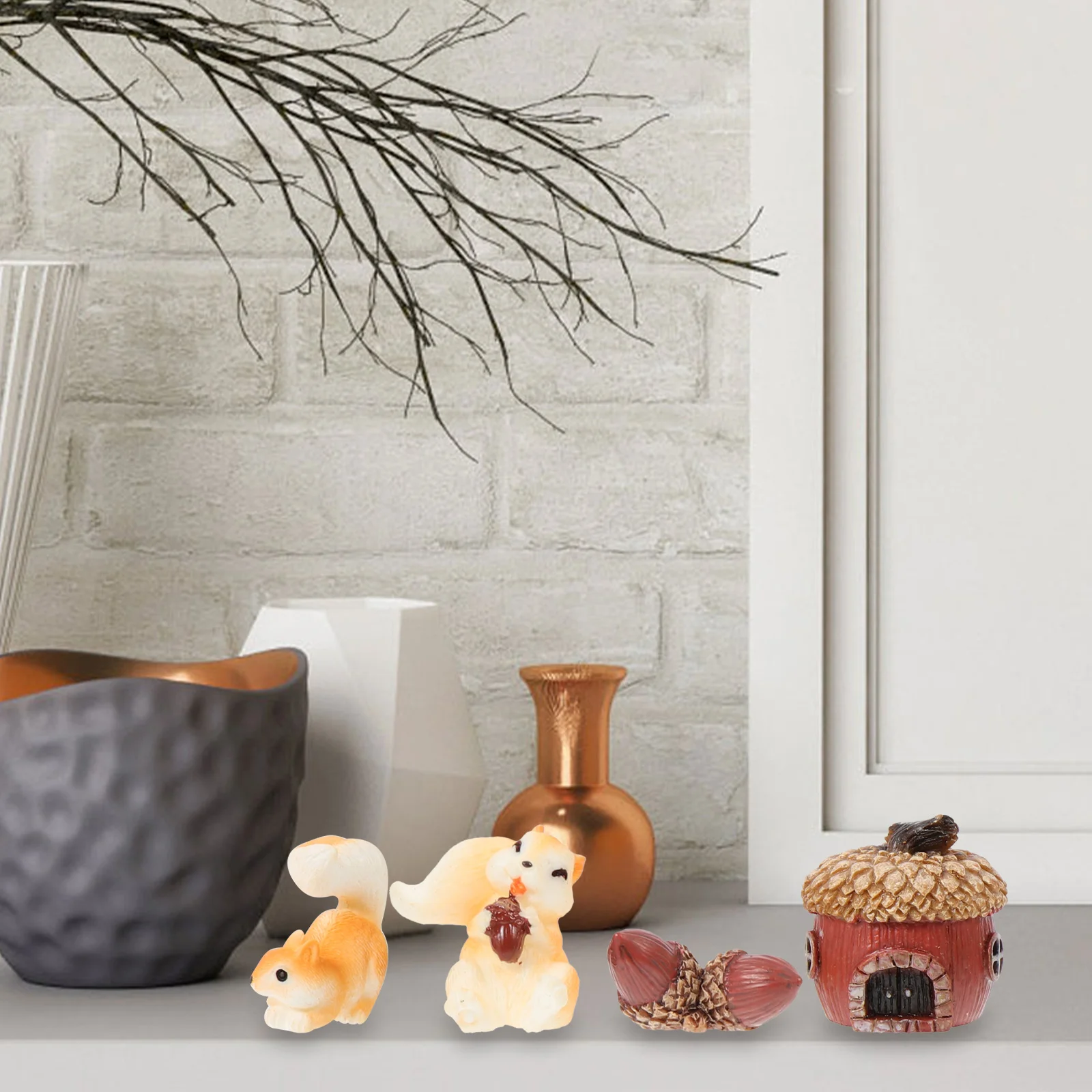 

12Pcs Mini Squirrel Decor Resin Animal Ornament for Garden Bonsai Desktop Micro Landscape Decoration Cute Squirrel Series