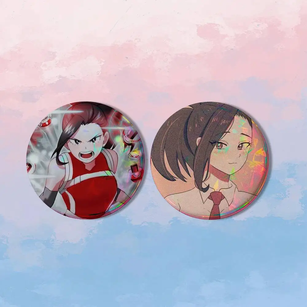 MHA Y-Yaoyorozu Momo 2 piece set Badges On Backpack Jacket Cartoon Round Brooches Acrylic Button Pins Collection Gifts
