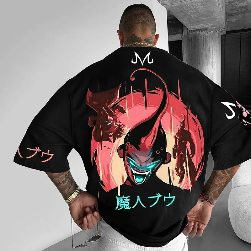

Dragon Ball Seven Dragon Ball Demon Man Buo Animation Printing Heavy Cotton Loose Plus Size Short Sleeve T-Shirt Men