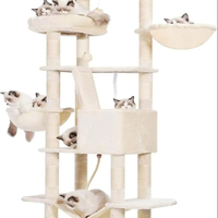 Cactus Cat Tree 68-Inch Large Multi-Level Indoor Cat Tower 2 Widened Plush Perches Cat Condo Scratching Board Big Caves HCT025CA