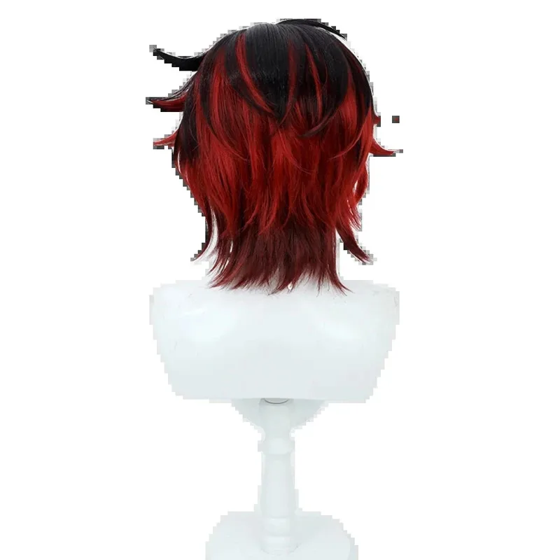 Ss23vtuber k9 kuro kurenai cosplay curto preto vermelho resistente ao calor cabelo sintético festa de halloween role play carnaval + peruca ca