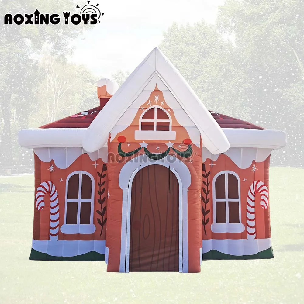 Giant Inflatable Christmas Candy House 5x4M Santa party Tent with Blower for Festival Advertising Decoration Events