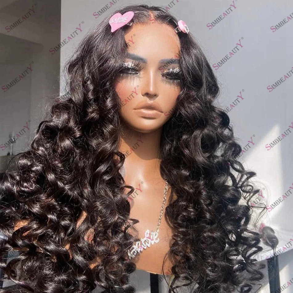 Glueless Human Hair Lace Front Wigs for Black Women Deep Wave Wand Curls 13x6 Lace Front Wig Remy Indian 200Density U Part Wigs