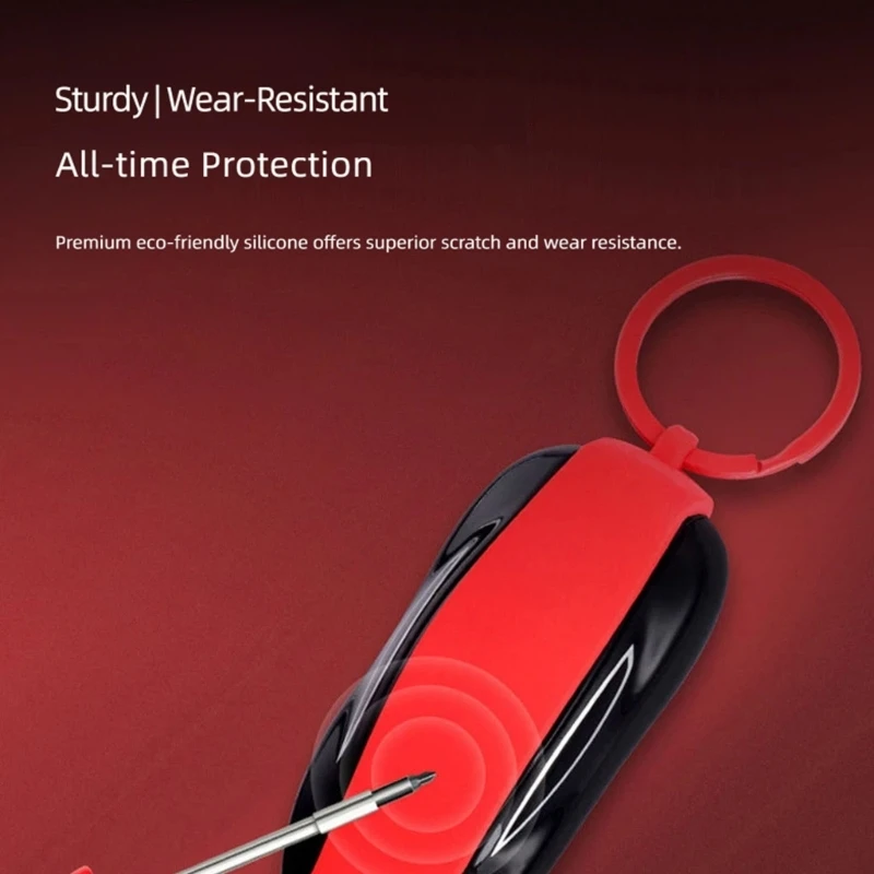 For Tesla Model 3 X S Y Car Key Fob Case Silicone Band Cover Accessories Full Half Coverage Key Fob Holder Metal Keychain