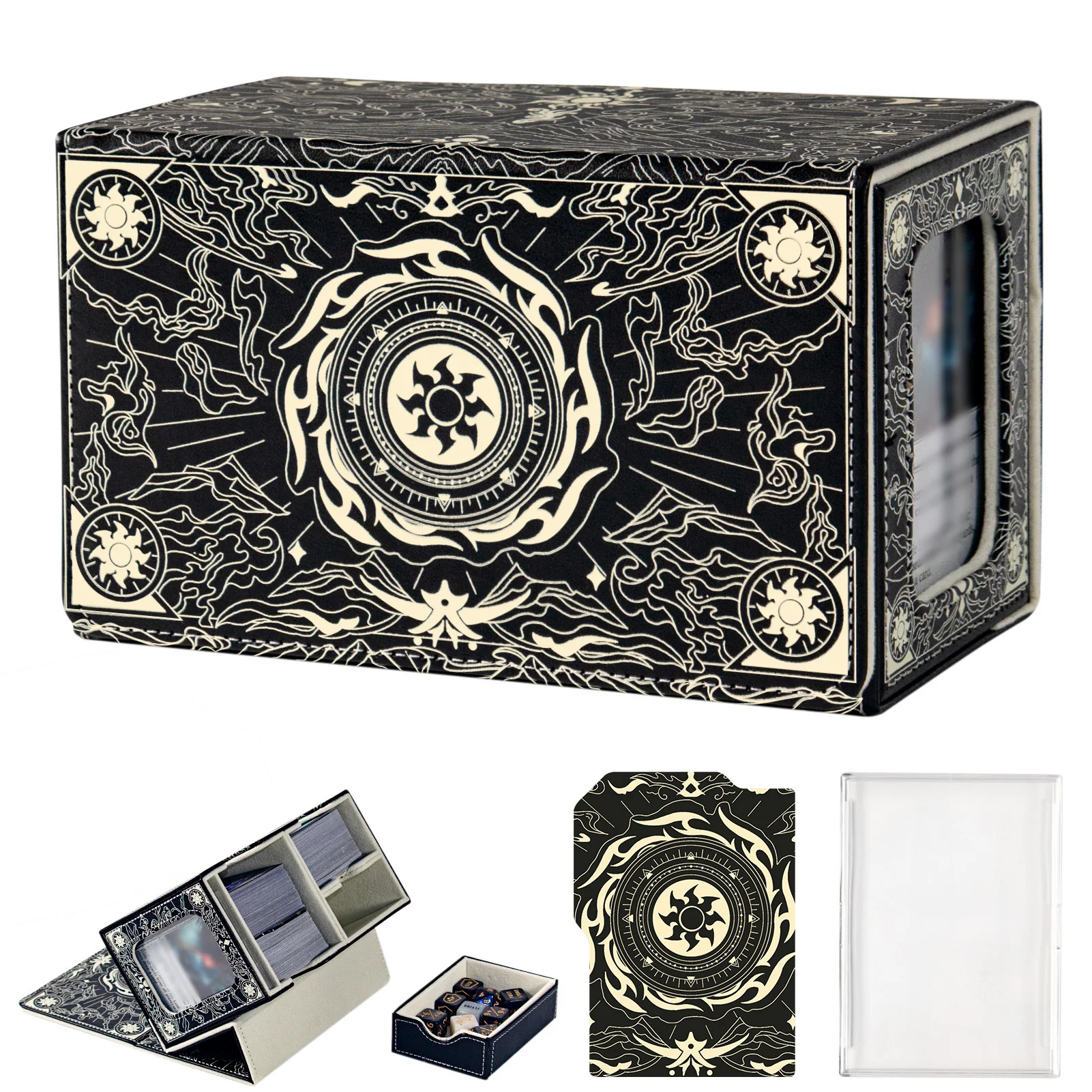 MTG Commander Deck Box with Dice Tray Card Deck Box Fits 160 Double Sleeved /200 Single Sleeved Trading Cards