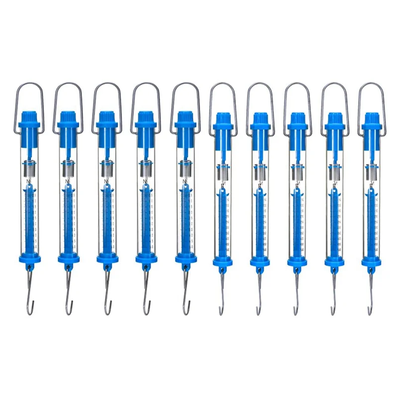 ABFM-Spring Scale 5N Transparent Spring Balance Hanging Tube Spring Scale Blue 10Piece