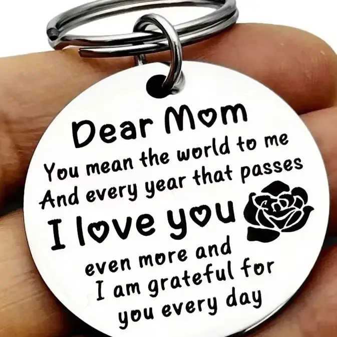 Schlüsselanhänger „Dear Mom I Love You“ – perfektes Geschenk zum Muttertag, Geburtstag, Weihnachten, Thanksgiving aus Edelstahl