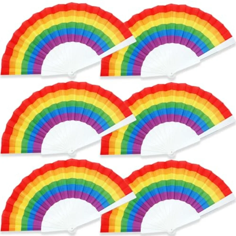 

6 Pack Rainbow Folding Fans Pride Decorations Pride Fan Gay Lesbian Wedding Pride Decor LGBT Pride Month Parade Accessories Par