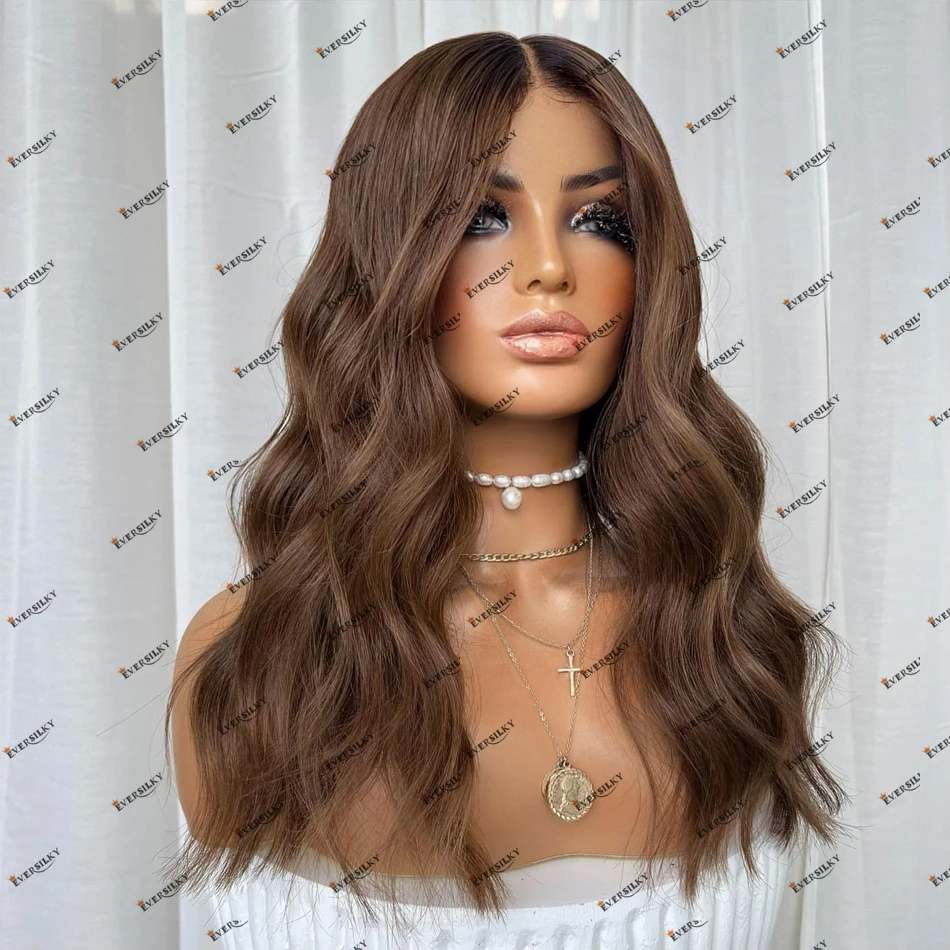 Body Wave Light Brown Human Hair Glueless 5x5 HD Lace Closure Wig Mid Length Remy Brazilian Human Hair 360 Lace Frontal Wigs