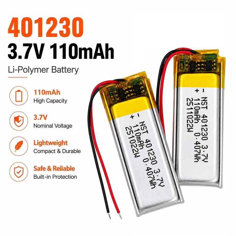 401230 110mAh 3.7V Lithium-Polymer-Ersatzakku für GPS-Navigationsgeräte, Bluetooth-Lautsprecher, LED-Fahrtenschreiber, MP3/4/5-Akkus