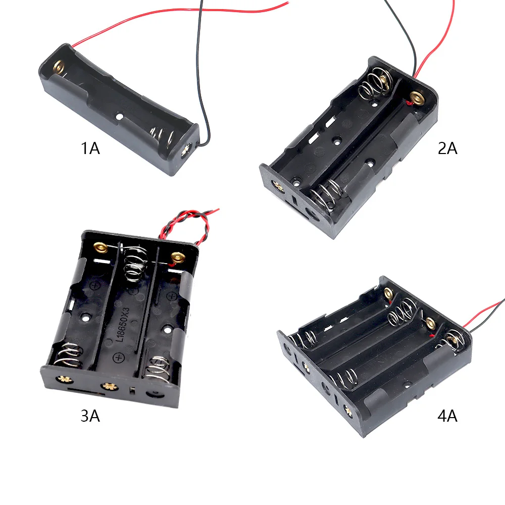 DIY Plastic 18650 Battery Box Storage Case 1 2 3 4 AA 18650 Power Bank Cases Battery Holder Container 1X 2X 3X 4X With Wire Lead