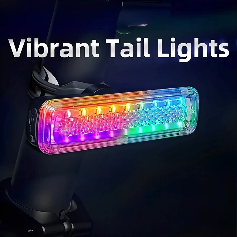 

RGB Vibrant Bicycle Tail Light 750mAh Memory Mode Rainbow LED Bike Light Warning Rear Light USB Charging Cycling Equipment