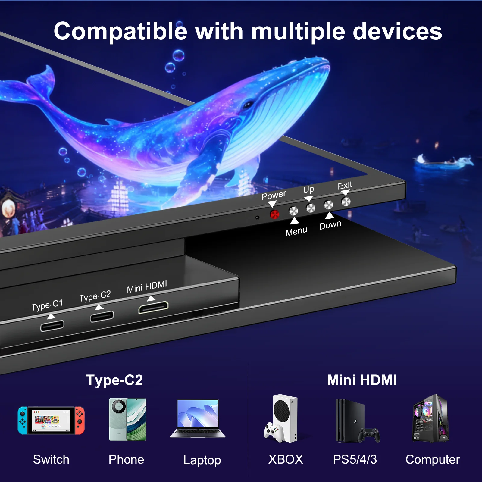 MISSUN 14/15.6/17.3 Inch 1080P Mini Second Gaming Display Portable Monitor External Screen for MAC/Laptop/PC/Xbox/PS/Switch