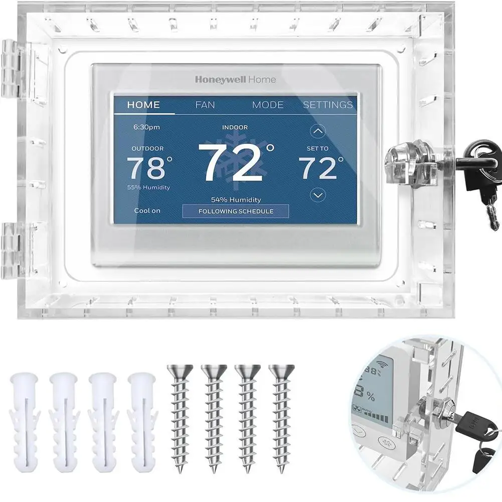 

Universal Thermostat Lock Box With Key Clear Large Thermostat Cover For Thermostat On Wall Thermostat Guard Fits Thermostats