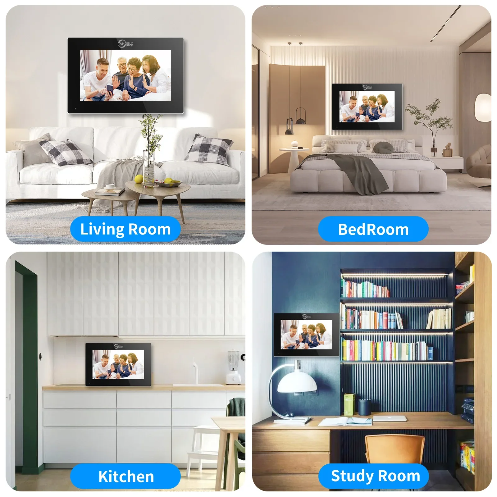 Tuya Videocitofono da 7 pollici con touch screen per citofono con campanello cablato 1080P 148 °   APP Password Impronta digitale Card Swipe Monitor