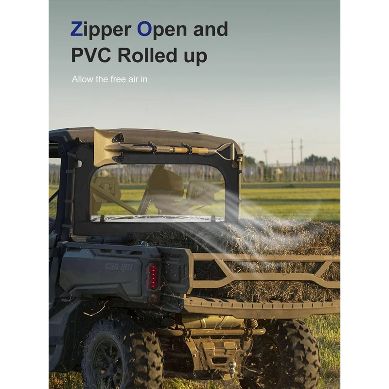 Tylna, pyłoszczelna, pełna osłona przeciwwiatrowa z zamkiem błyskawicznym, zwijana/goniona, do Can-Am Defender HD 5 7 8 9 10 HD5 HD7 HD8 HD8 HD9 HD10 Max