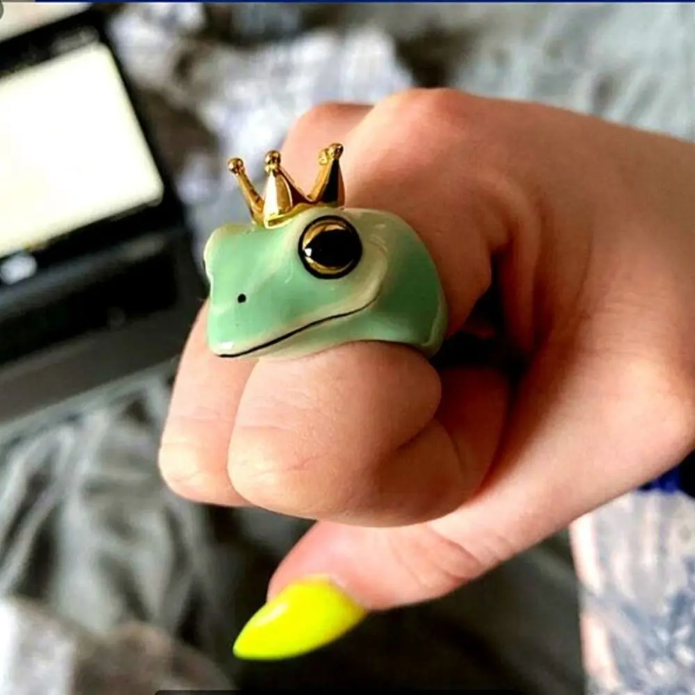 Модное Оригинальное кольцо в форме короны лягушки регулируемое кольцо из сплава милые ювелирные изделия в форме животного аксессуары для мужчин