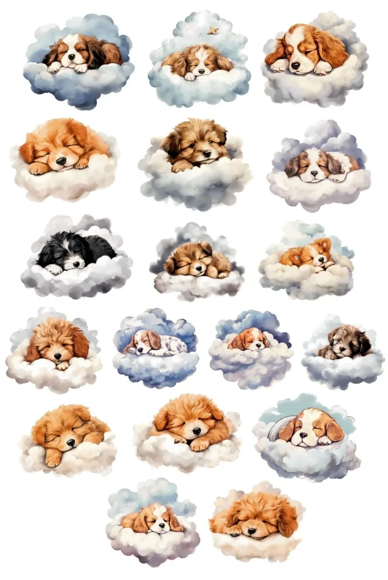 Cartoon Cute Little Milk Dog Sleeping  Sticker Bag Retro Character Hand Tent DIY Collage Scrapbooking Accessorie  Stationery