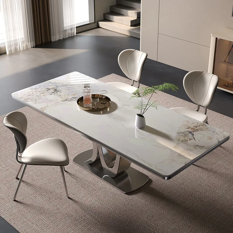 

Luxury Coffee Dining Table Mobiles Metal Center Mobile Console Kitchen Study Dining Table Dinner Mesa Comedor Home Furniture