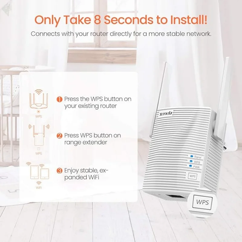 Tenda A18  Dual-Band AC1200 WiFi Range Extender with Ethernet Port, WiFi Signal Booster Covers Up to 1300 Sq.ft and 20 Devices